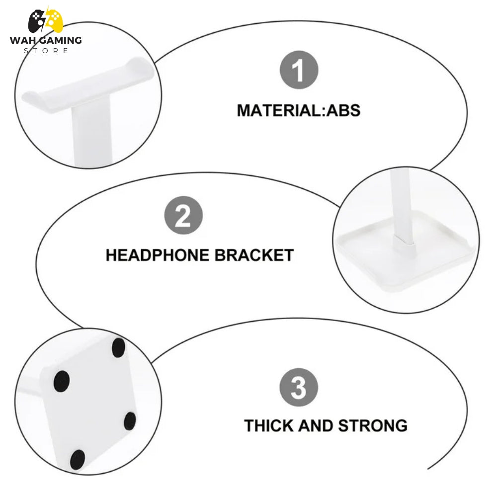 Headphone Stand - Premium ABS Gaming Headset Holder 3pc Set