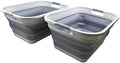 SAMMART 41L (10.8 gallon) Collapsible Plastic Laundry Basket - Foldable Pop Up Storage Container/Organizer - Space Saving Hamper/Basket, Water capacity: 32L(8.4 gallon) (Grey (Set of 2))
