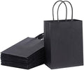 SUNCOLOR 50-Pack Mini Paper Gift Bags, 6" Mini Goodie Bags, Black Handle Party Favor Bags for Birthday, Halloween, Wedding