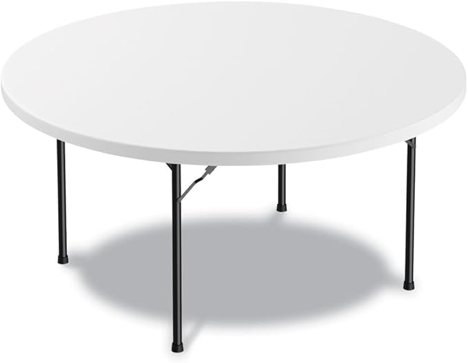 Alera Round Plastic Folding Table, 60" Diameter x 29.25h, White