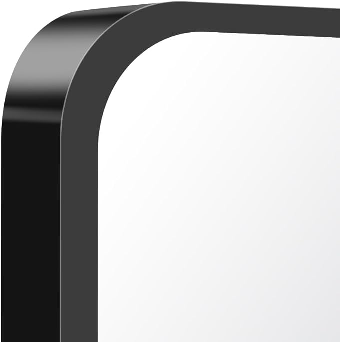 BONEWEI Black Bathroom Mirror,60x40 inch Wall Mirror for Bathroom Wall Mounted,Rectangle Mirror for Bathroom Over Sink,Modern Frame Round Corner for Living Room,Bedroom Entryway,Horizontal/Vertical