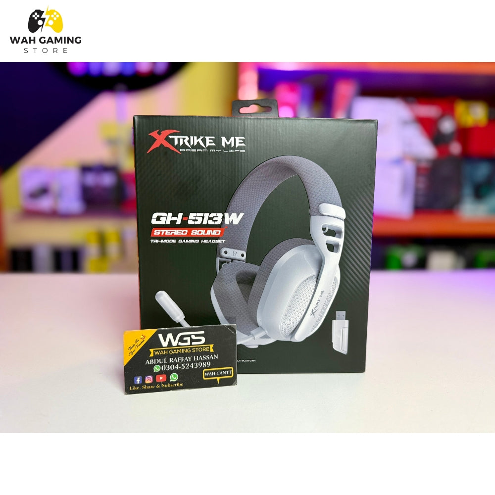 Xtrike Me GH-513W WH Tri-Mode Wireless Gaming Headset | Bluetooth 6.0, 2.4G & Wired