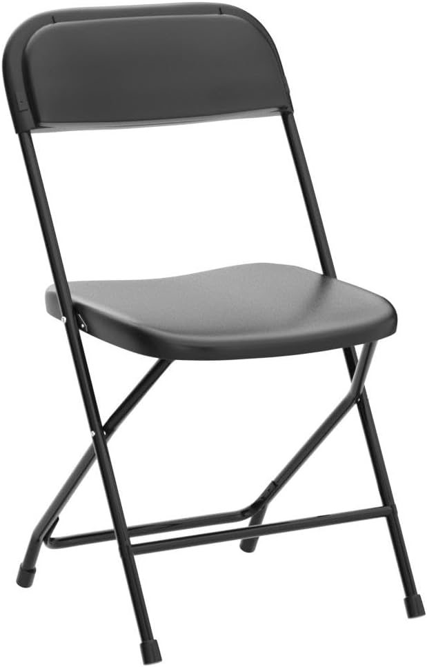 Allpop 5 Pack Plastic Folding Chair, 300lb Capacity, Portable Commercial Chair Seat with Steel Frame for Office Wedding Party Indoor Outdoor Events, Stackable, Black