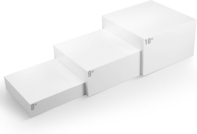 3Pcs White Acrylic Buffet Risers, 10" 9" 8" Food Display Risers for Buffet Table, Hollow Bottoms Nesting Boxes for Party, Dessert, Cakes, Catering, Jewelry, Collectibles Display Supplies