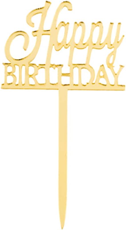 Restaurantware Top Cake Happy Birthday Cupcake Toppers 100 Mirrored Happy Birthday Pick For Cupcakes - For Parties And Celebrations Won’t Sink Into Pastries Blue Acrylic Cupcake Decoration