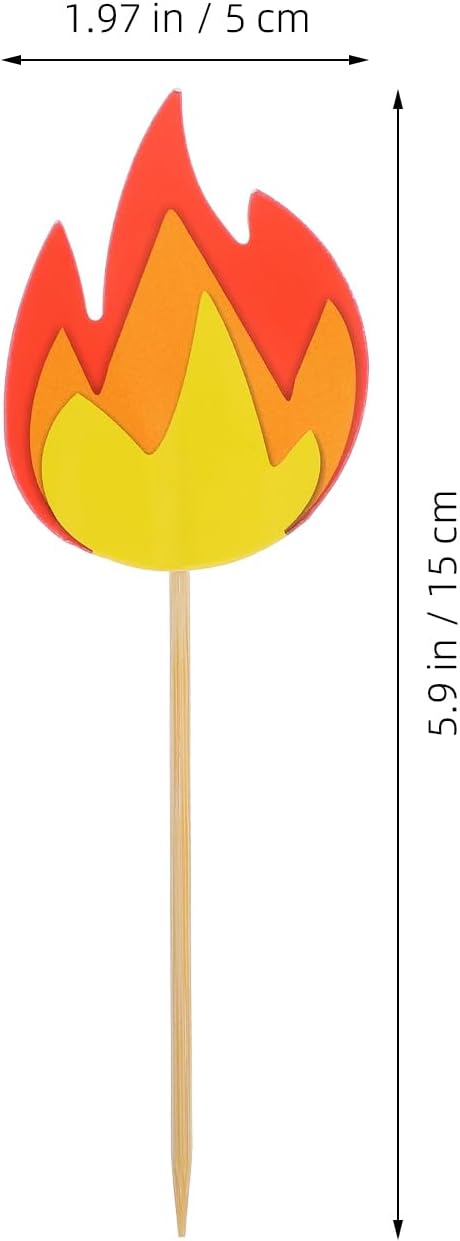 LUOZZY 50 Pcs Fire Flame Cake Topper Creative Flame Cupcake Picks Fire Rescue Theme Birthday Cake Cupcake Decorations