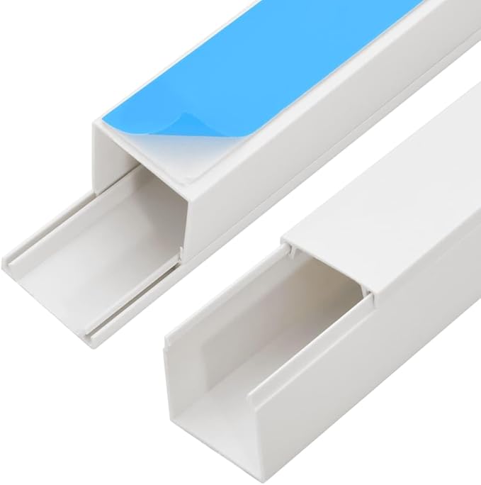 Cable Trunking Raceway 32.8ft Kit, 1.2 x 0.8 Inch PVC Cord Cover for Wall, Self-Adhesive Wire Hider Management System for Home Office, White