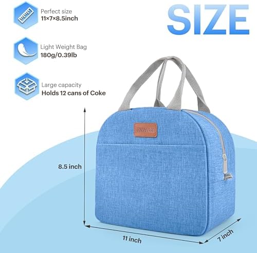 Lunch Bag for Women & Men Adult Insulated Lunch Box, Small Leakproof Cooler Food Lunch Containers Reusable High Capacity Lunch Tote Bags for Work, Travel, Outdoor (Blue)