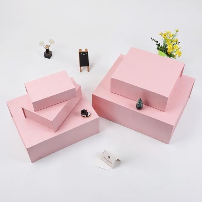 UoeRing 6 Pack Pink Gift Box Large 13.5x11.8x4.7 inch Luxury Bridesmaid Proposal Box for Presents with Magnetic Closure Lid Collapsible,Contains Card, Ribbon, Tissue Paper,Shredded Paper Filler
