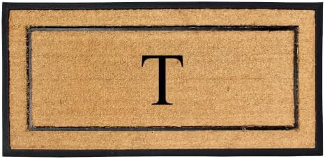 A1HC Natural Coir & Rubber Large Monogrammed Doormat, Thick Durable Entry Mats for Entrance Heavy Duty, Thin Profile, Long Lasting Front Door Mat - 30"x60"