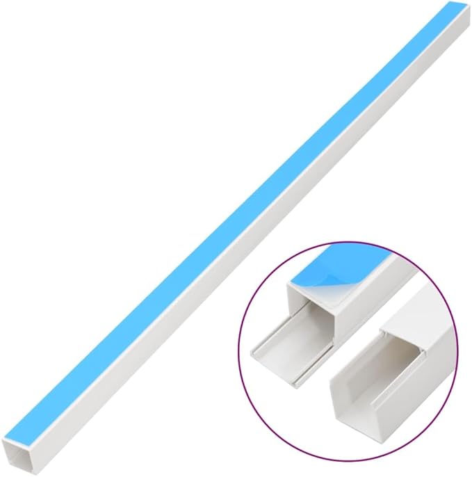 Cable Trunking Raceway 32.8ft Kit, 1.2 x 0.8 Inch PVC Cord Cover for Wall, Self-Adhesive Wire Hider Management System for Home Office, White