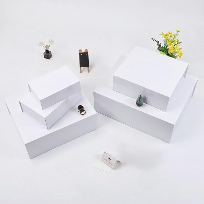 UoeRing 2 Pack White Gift Box Large 13.5x11.8x4.7 inch Luxury Gift Box for Presents with Magnetic Closure Lid Collapsible,Birthday,Christmas,Contains Card, Ribbon, Tissue Paper,Shredded Paper Filler