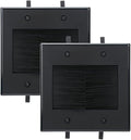 2 Gang Wall Plate, Black Brush Wall Plate with Built-in Low Voltage Mounting Bracket for Cables Pass Through in-Wall (Pack of 2)