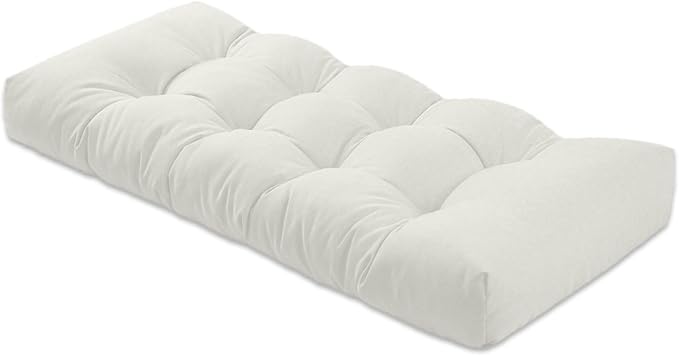 Bench Cushion 48 inches,Indoor/Outdoor Non-Slip Tufted Cushions, Premium Waterproof Linen, Soft Piano Sofa Cushions, High-Density Memory Foam(White-48x16 x 4 in)
