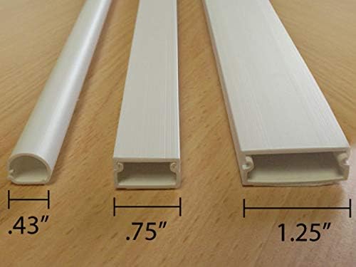 Kable Kontrol Wall Cord Cover Cable Raceways – 60” Length – 1.25” Width – 0.43” Height – 1 Pc/Pack | Paintable White PVC | TV Wire Concealer | Plastic Wire Conduit