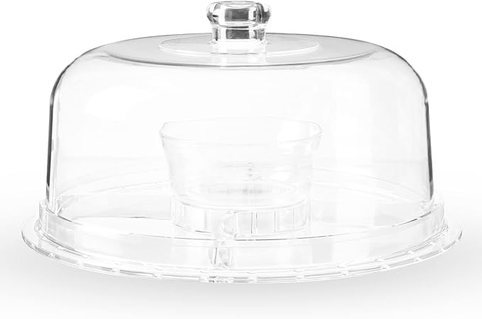 Twine Multi-Functional Acrylic Server with Bundt Cake Mold, Dessert Serving Platter Set, Cake Pan, Cake Stand, Clear Acrylic, Silicone, 4-Piece Set