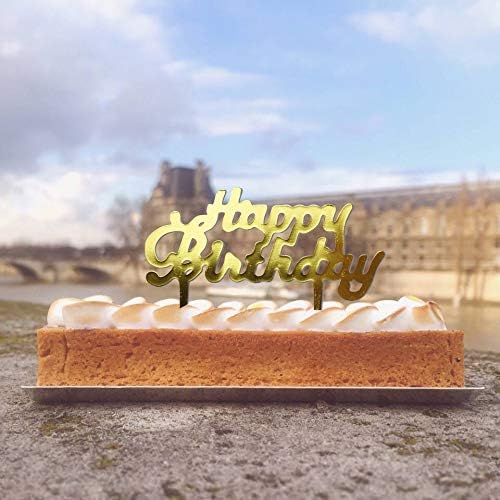 SaktopDeco 50 PCS Gold Small Plastic Happy Birthday Cupcake Cake Toppers Picks for Theme Party Dessert Table Decorations Supplies