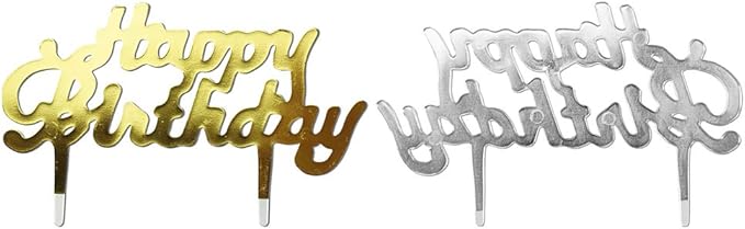 SaktopDeco 50 PCS Gold Small Plastic Happy Birthday Cupcake Cake Toppers Picks for Theme Party Dessert Table Decorations Supplies