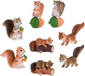 8 Pcs Squirrel Figures Animal Character Toys Cake Toppers, Squirrel Fairy Garden Miniature Figurines Collection Playset Christmas Birthday Gift Desk Decorations