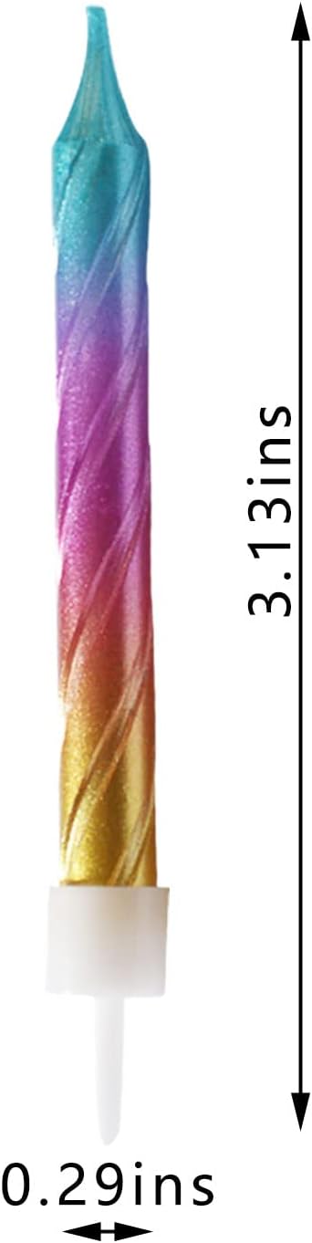 12 Pieces Rainbow Spiral Candle - Gradient Birthday Candles for Birthday Parties, Cake Candles Perfect for Christmas Wedding Theme Party