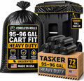 95 Gallon Trash Bags Heavy Duty | Mega-Value Pack 72 Bags | Extra Large Black Can Liners | 90-100 Gallon Trash Bags | 96 Gallon Big Garbage Bags (Black)