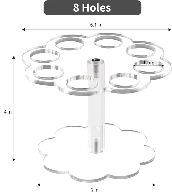 YestBuy Ice Cream Cone Holder Stand Cupcake Stand with 8 Holes Capacity Clear Clear Acrylic Cone Display Stand Weddings Baby Showers Birthday Parties Anniversaries Christmas Snack Tray