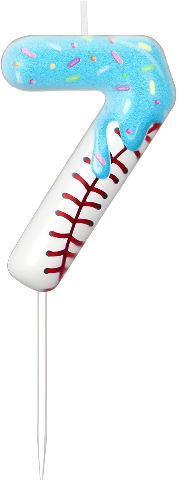 Conelist Ice Cream Drip Baseball Birthday Candle Number 7, Baseball Ice Cream Drip Birthday Cake Topper Candle Number 7 for Cake Sport Teams Theme Anniversary Celebration Party Decoration Favor Supply