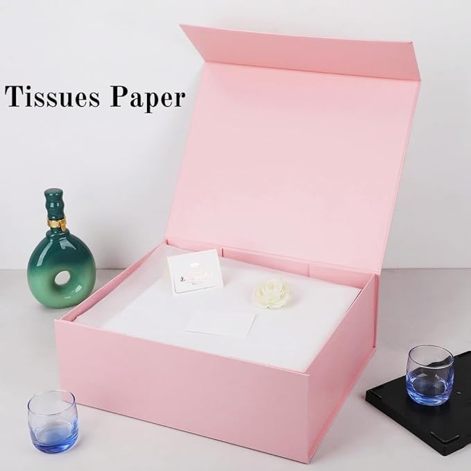 UoeRing 6 Pack Pink Gift Box Large 13.5x11.8x4.7 inch Luxury Bridesmaid Proposal Box for Presents with Magnetic Closure Lid Collapsible,Contains Card, Ribbon, Tissue Paper,Shredded Paper Filler