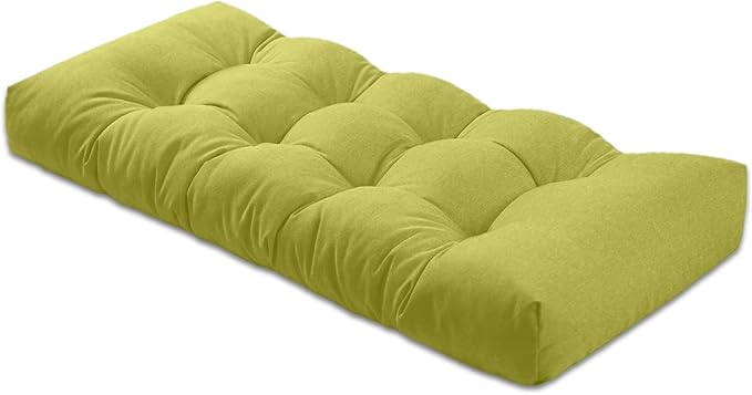 Bench Cushion 36 inches,Indoor/Outdoor Non-Slip Tufted Cushions, Premium Waterproof Linen, Soft Piano Sofa Cushions, High-Density Memory Foam(Green-36x14 x 4 in)