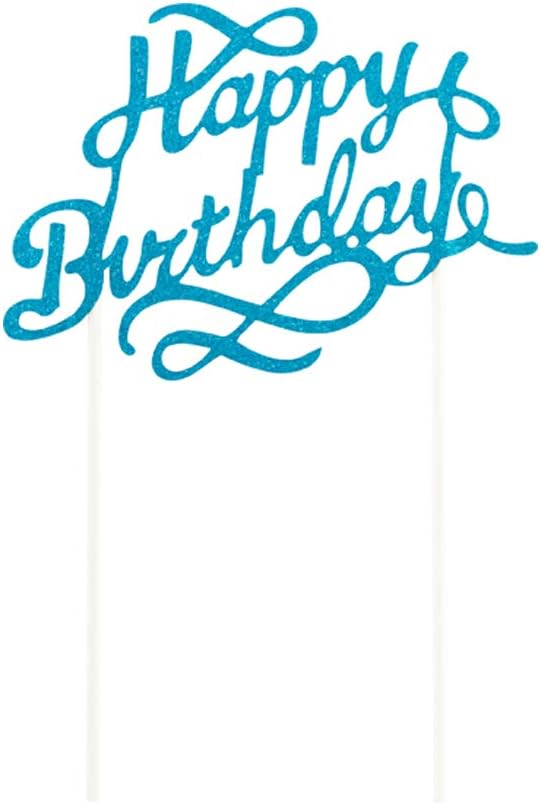Restaurantware Top Cake 6 X 6 Inch Cake Toppers 10 Happy Birthday Cake Topper Inserts - Durable With Glitter Detail Blue Paper Cake Decoration Birthday Baby Shower Wedding Supplies