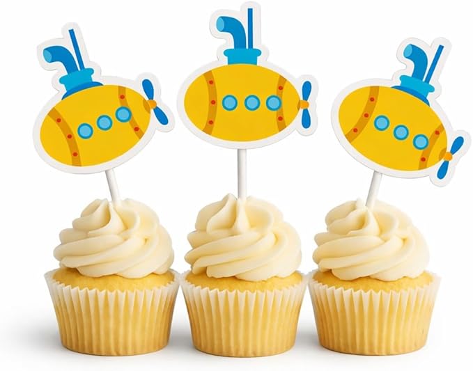 Submarine Cupcake Toppers, Submarine Birthday, Submarine Party, Submarine Party Decorations