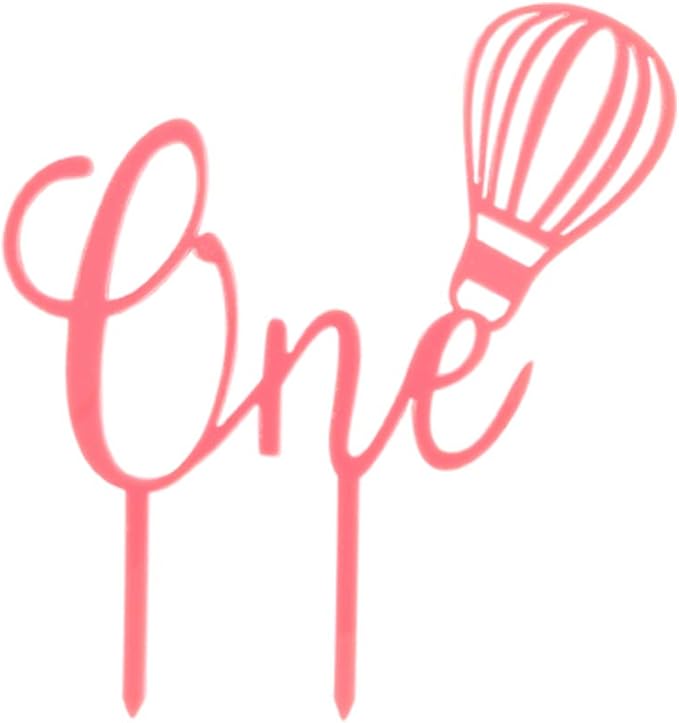 Restaurantware-Cake Top 6.3 x 5.9 Inch One Cake Topper, 1 Sturdy First Birthday Cake Topper - For One Year Anniversaries Or First Birthday Parties, Dessert Decoration, Pink Acrylic Cake Topper