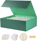 UoeRing 1 Pcs Green Gift Box Large 13.5x11.8x4.7 inch Luxury Gift Box for Presents with Magnetic Closure Lid Collapsible,Birthday,Christmas,Contains Card, Ribbon, Tissue Paper,Shredded Paper Filler