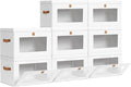 Homsorout Large Closet Storage Bins - Collapsible Clothes Organizer with Handles & Window, Decorative Boxes with Lids, Linen Closet Organizers for Living Room, Dorm, 8 Pack, White