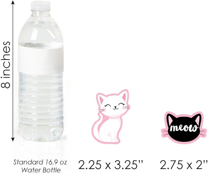 Big Dot of Happiness Purr-fect Kitty Cat - Dessert Cupcake Toppers - Kitten Meow Baby Shower or Birthday Party Clear Treat Picks - Set of 24