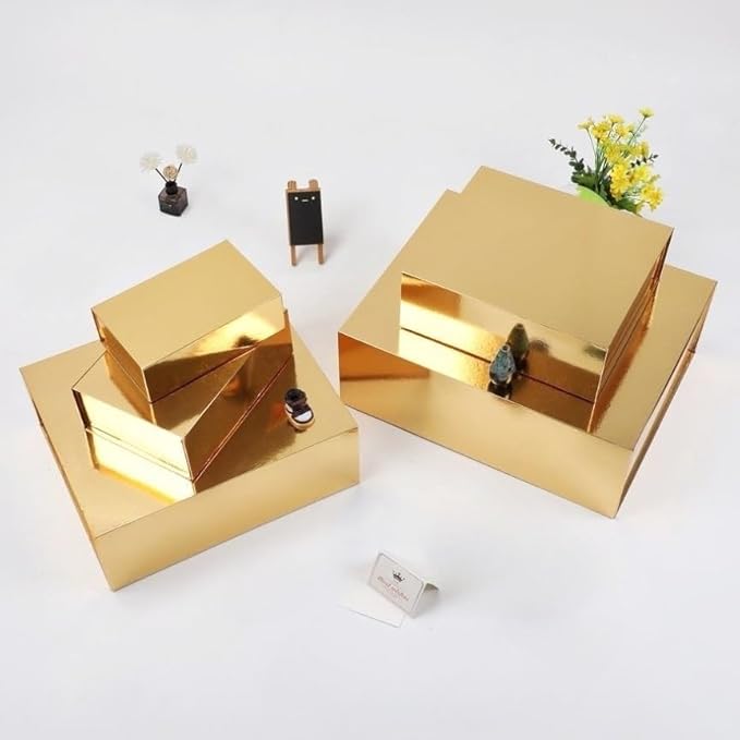 UoeRing 6 Pack Gold Gift Box 11.5x8x4 inch Luxury Gift Box for Presents with Magnetic Lid Collapsible,Bridesmaid Proposal,Contains Card, Ribbon, Tissue Paper,Shredded Paper Fille