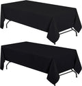 White Classic WEALUXE Black Table Cloths for 6 Foot Folding Tables [2 Pack, 60x102 Inches] Tablecloths Rectangular, Washable Linen Fabric Cloth