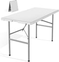 DUMOS 3.8 FT Folding Picnic Table Easy to Fold and Store, Foldable Table for Camping Picnic Dining Party Kitchen Outdoor Indoor with Carrying Handle