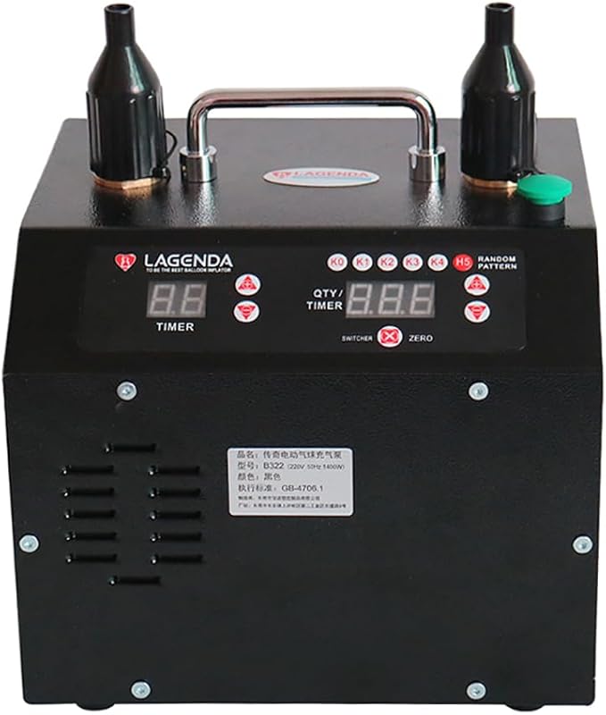 Lagenda B322 V5.0 Electric Balloon Pump Dual Nozzles 1400W Digital Electric Air Balloon Inflator with Timer