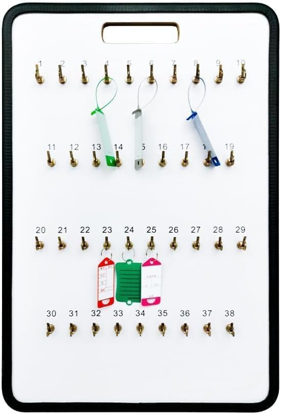 MICRO TEC Masonite Key Holder Wall Mount with 32 Spring Lock Hooks, 13-1/2" x 20" Heavy Duty Wall Mounted Key Organizer Board for Dealership, Garage, Office, Fleet & Automotive Key Storage - Pack of 1