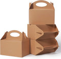 12 Pcs Small Party Treat Boxes, 6 Inch Candy Cookie Goodie Gift Bags Gable Box for Kids Birthday Party, Kraft Brown