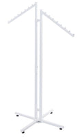 SSWBasics White 2-Way Clothing Display Rack - Sleek Retail Clothing Rack with Slant Arms for Garment Display (48"-72"H 3" Increments) - Sturdy Clothes Rack for Boutique, Thrift Store, and Retail