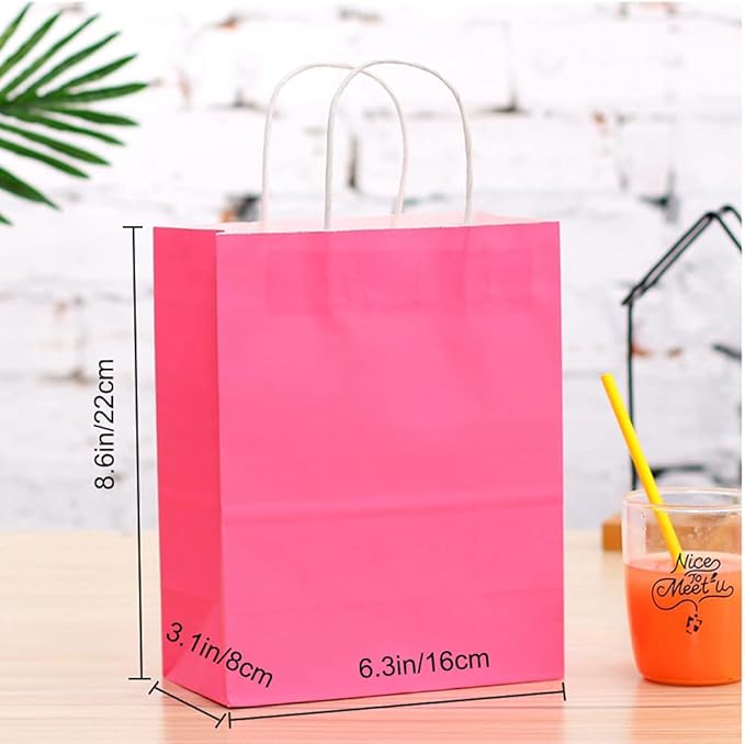 Kraft Paper Bags Rainbow Party Favor Gift Bags 6 Colors with Handles for Wedding, Baby Shower, Birthday Party Supplies (30)