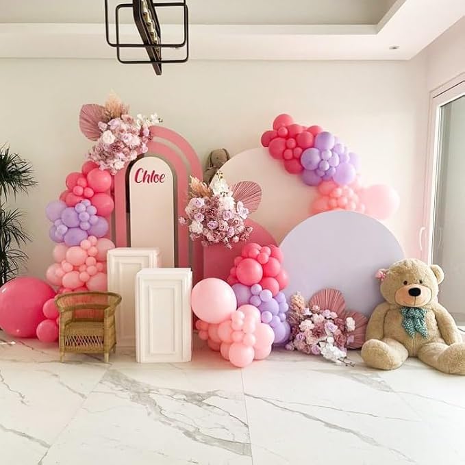 182Pcs Pink and Purple Balloon Garland Arch Kit - Butterfly Baby Shower Decorations Lavender Purple Dusty Pink Balloons for Women Birthday Bridal Shower Wedding Singer Party Decoration Supplies