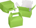 XAGLVV 24 Pack Green Paper Gable Boxes with Handles - Treat & Goodie Box for St. Patrick's Day, Nature-Themed Party Favors