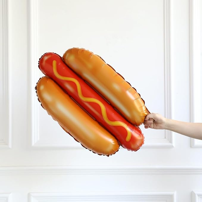 Hot Dog Party Decorations 135Pcs Red and Yellow Balloon Garland Arch Kit with Hot Dog Foil Balloons for Picnic Barbeque Gender Reveal Baby Q Baby Shower Party Decorations