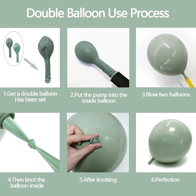 Dusty Blue Green Balloon Arch Kit Double Stuffed Pastel Light Sage Green Blue White Sand Beige Balloon Garland for Birthday Baby Shower Dinosaur Wedding Wild One Ocean Silly Goose Party Decoration