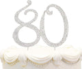 Bling Crystal Rhinestone 80 Birthday Cake Topper - Best Keepsake | 80th Party Decorations Silver
