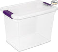 Sterilite 27 Quart ClearView Latch Box, Stackable Storage Bin with Latching Lid, Organize Clothes, Shoes in Closet, Clear Base and Lid, 18-Pack