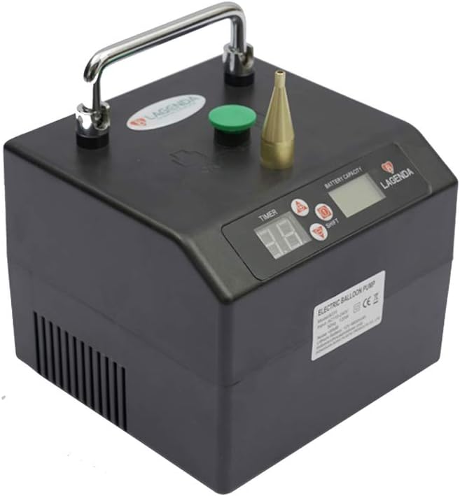 Electric Air Balloon Pump, B23 Lagenda Portable Electric Balloon Pump Balloon Inflator Party Air Blower Electric Balloon Blower Pump with Timer Battery for Party Events Decoration